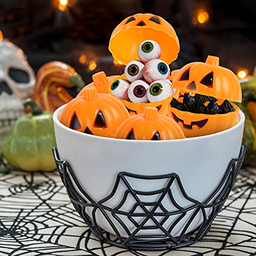 Halloween Fillable Plastic Pumpkin Eggs - Set of 12 Small Jack o' Lantern Containers