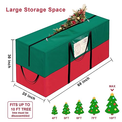 Christmas Tree Storage Bag 10 Ft Artificial Tree Waterproof Oxford Bag - Green & Red