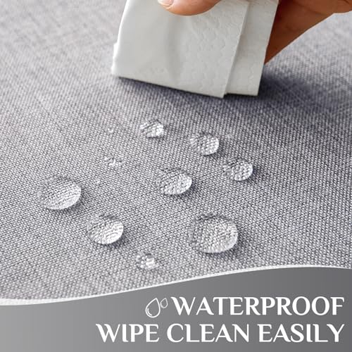 Light Grey Extra Long Rectangular Faux Linen Tablecloth 60x144 Inch Waterproof & Wrinkle-Resistant for Outdoor & Indoor Use