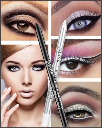 Black & White Waterproof Gel Eyeliner Pen Set - Long-Lasting, Smudge-Proof, 1 Pair