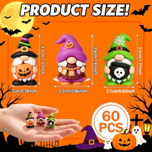 60Pcs Halloween Mini Gnomes Figurines - Small Decor for Table & Party