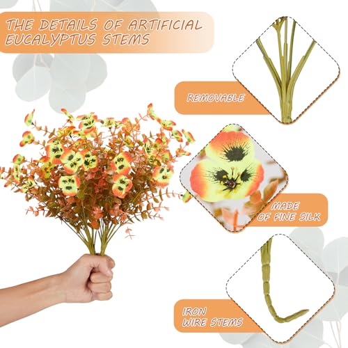 Artificial Fall Flowers for Decoration - 20 Bundles Faux Autumn Mums Outdoor UV-Resistant Plants