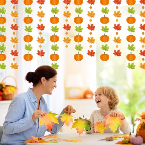 Fall Party Hanging Decorations Maple Leaf & Pumpkin Garland - Fall Color Variation