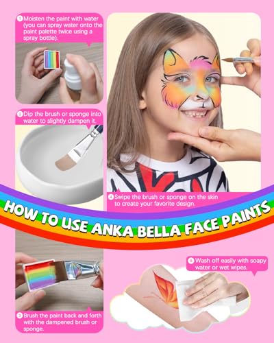 Rainbow Cake Face Paint - Summer Field 50g Water Activated Hypoallergenic Non-Toxic Makeup