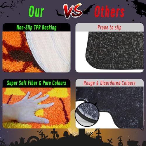 Halloween Pumpkin Bath Rug - Non Slip Doormat for Bathroom & Kitchen Decor - Pumpkin Variation
