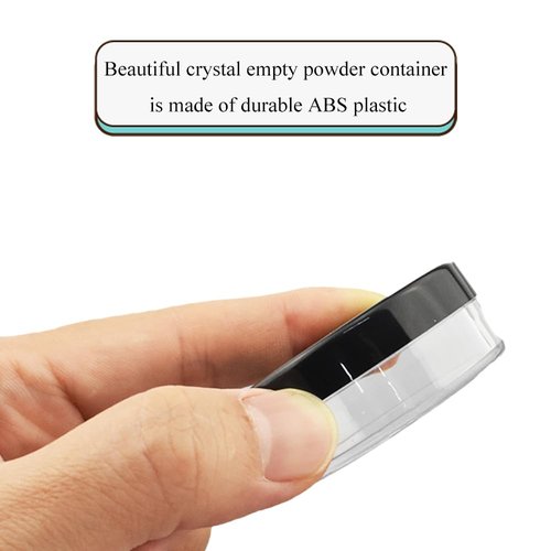 HAHIYO 2Pcs 20ml/0.68oz Plastic Empty Travel Compact Case Makeup Cosmetic Jar Refillable Powder Box No Leak Holder with Rotatable Sifter and Black Screw Lid
