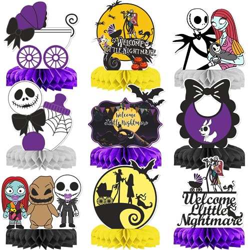 9-Pack Halloween Baby Shower Centerpiece Honeycomb Decorations - Spooky Table Decor for Parties