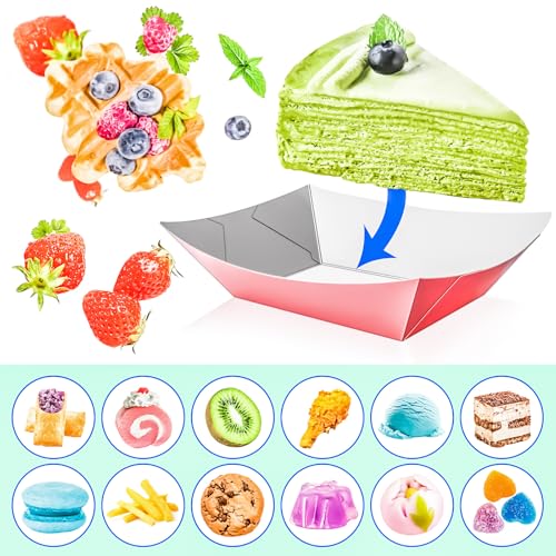 40 Pack Colorful 1Lb Paper Food Trays Disposable Kraft Boat Plates for Snacks & BBQ - Variation: 1Lb-40Pack