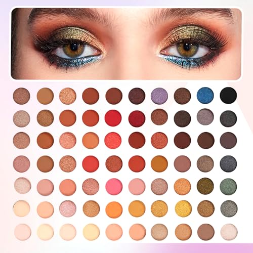PPPyYiDi 70 Colors Eyeshadow Palette with Brush - Matte Glitter Makeup Kit - Variation A