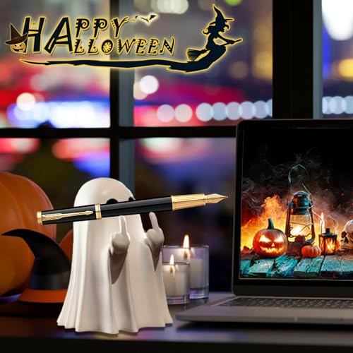 Halloween Ghost Figurine - Spooky Resin Tabletop Decor with Funny Face