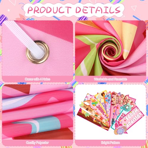 Pink Candyland Welcome Door Banner & Party Decorations - Kids Birthday & Holiday, Candy Theme, Halloween Christmas
