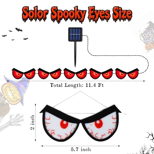 Solar Halloween Glowing Eyes Lights for Bushes & Trees - Red, 5 Pairs, Flash & Steady Modes