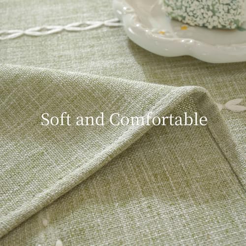 Green Rectangular Linen Tablecloth 60x120 Inch - Heavy Duty Cotton & Polyester