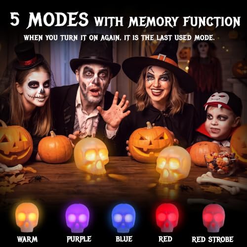 EverBrite 3-Pack Halloween Skull Lamps with Music & 5 Lighting Modes - Spooky Decor