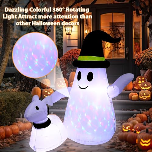 5 FT Halloween Inflatable Ghost Walking Dog Outdoor Yard Decorations with LED Lights
