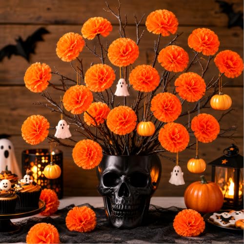 Artificial Marigold Flower Heads Bulk for DIY Decor Halloween Thanksgiving