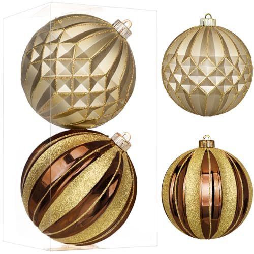 Briful Copper Extra Large Christmas Ornaments Set - 6 Inch Holiday Tree Decor, 2PCS