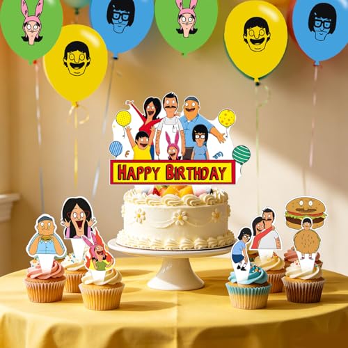 Bobs Burgers Birthday Party Decorations Set with Balloons & Backdrop - Kids Cartoon Theme