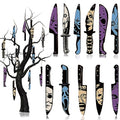 Blue Horror Movie Decor Knife Hanging Ornaments - Halloween Tree Decorations, 12pcs