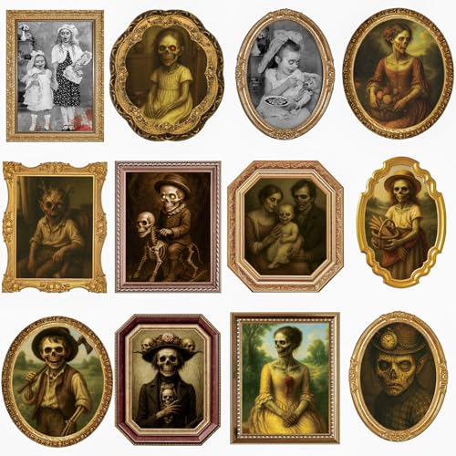 3D Changing Face Halloween Decoration Indoor - Creepy Moving Portraits, 12 Pack