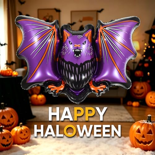 Halloween Foil Balloons 3 Pack - Bat Witch Haunted House Indoor Decorations