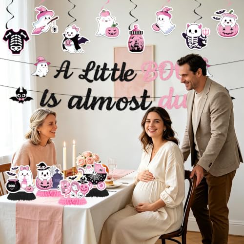 Pink Halloween Baby Shower Decorations - Little Boo Ghost Theme Set
