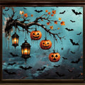 Halloween Pumpkin Window Clings Spooky Bat Spider Web Decor - Variation 1279