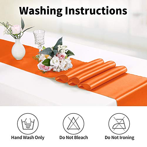 Orange Satin Table Runner 12x108 Inches - 10 Pack for Wedding & Party Decor (Variation: 10 pcs-12"x108")