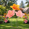 Giant Artificial Hibiscus Flowers Set - Light Pink, Pink & Gold - 3 Pack, 19.7 Inch Tropical Decor with Flexible Aluminum Stems