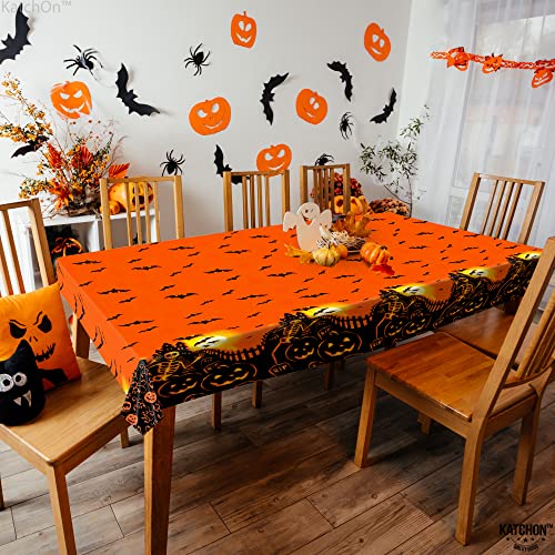 Halloween Plastic Tablecloth 54x108 Inch Pack of 3 - Orange Spooky Decor