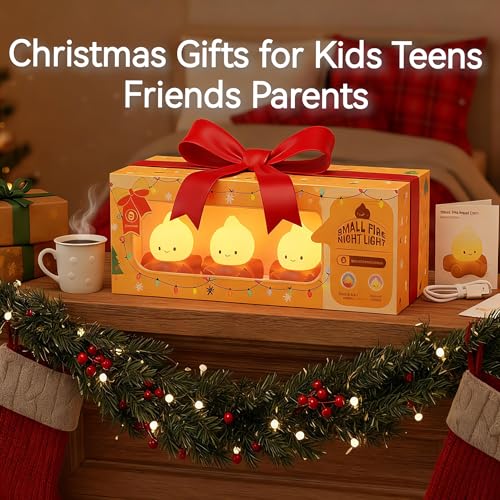 3-Pack Campfire Night Light - Indoor Halloween & Fall Decorations with Variation: White Noise