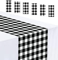 Black Gingham Disposable Table Runner Set of 6 - 14 x 108 Inch Party Decor