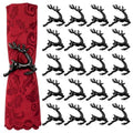 Black Deer Napkin Rings Set of 24 - Elegant Christmas Holiday Table Decor