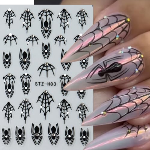 Halloween Nail Stickers 3D Spider Web Ghost Heart Sticker Set - Style 7
