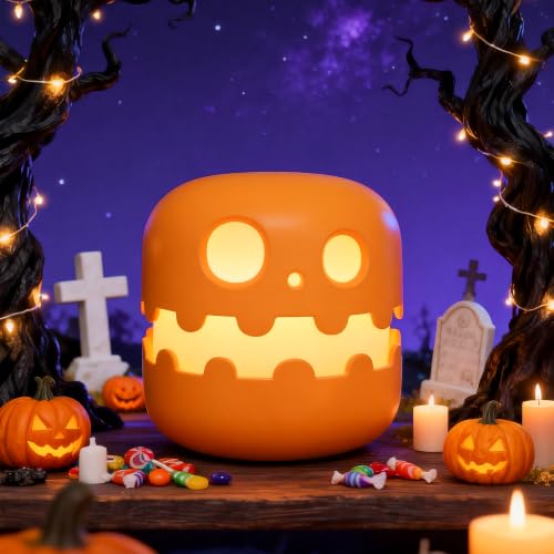 WANIDEA Pumpkin Night Light for Kids, 4-Inch Cute Halloween Lamp with Dimming
