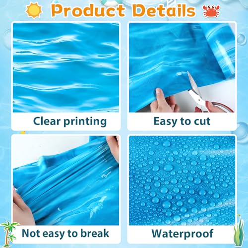 Under the Ocean Tablecloth Roll - Water Resistant 1200x54 Inch, Ocean Theme, Variations Available