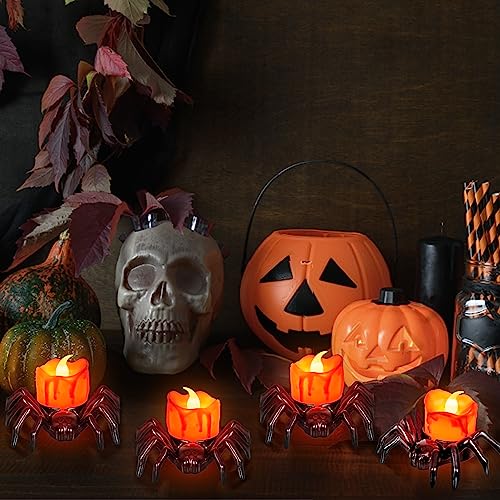 12 PCS Spider Halloween LED Tea Lights Candles, Flameless Flickering Fake Candles - Variation of THIS listing