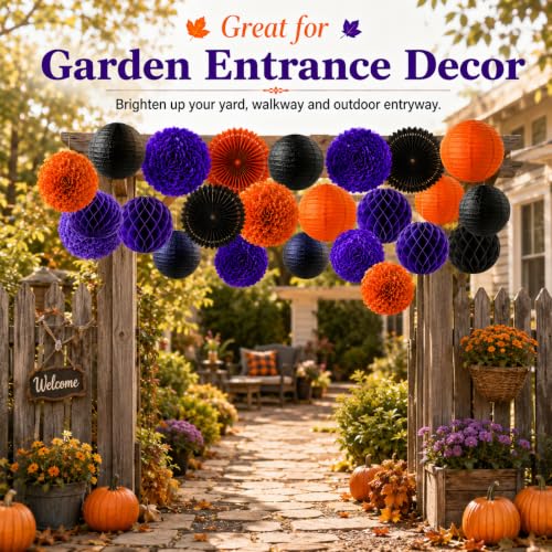21PCS Halloween Paper Lanterns and Decorations Set for Indoor & Outdoor Party