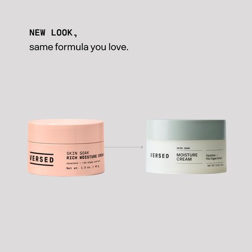 Versed Skin Soak Rich Moisture Face Cream - Daily Facial Moisturizer with Squalane Oil, Hyaluronic Acid, Vitamin E + Red Algae - Smooth, Non-Greasy Night Cream for Aging, Dry Skin - Vegan (1.5 oz)