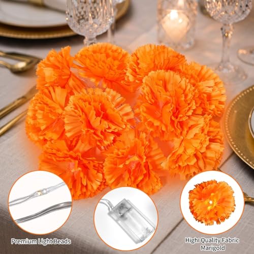 4 Pack LED Marigold String Lights for Diwali Halloween Indoor Outdoor Decoration