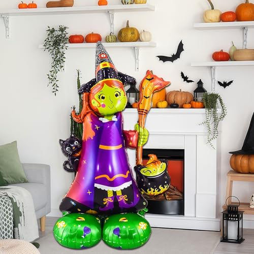 Halloween Witch Balloon - 49 Inch Self-Standing Foil Mylar Decoration - Witch Variation