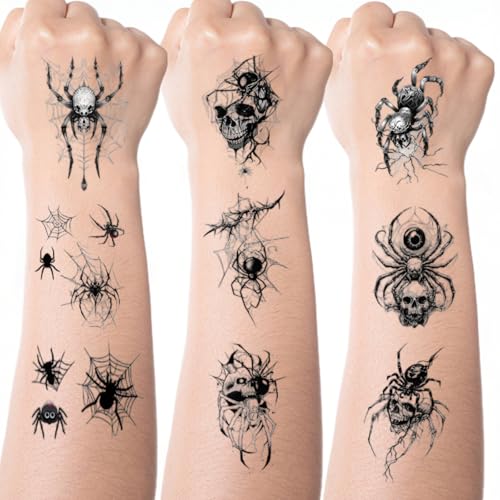 Halloween Temporary Tattoos Spider Web & Spider Stickers Set - Style24 Waterproof Body Art