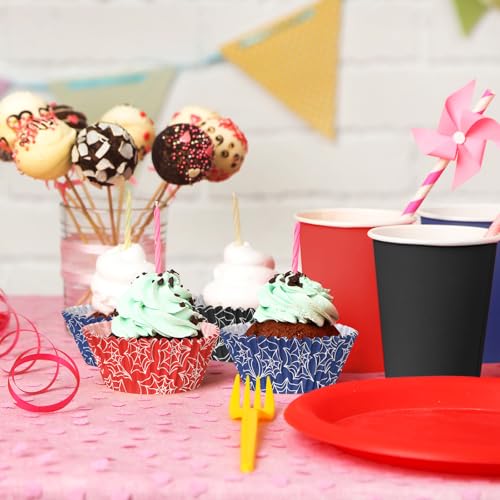 Spider Web Cupcake Wrappers - Vesici 300 Count Cartoon Cake Liners for Birthday & Party Decorations (Variation of This Listing)