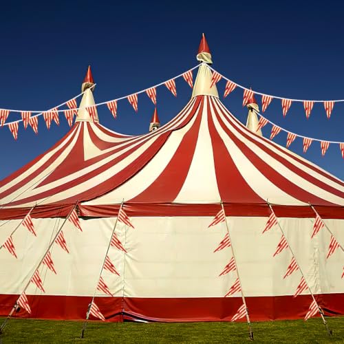 Creepy Carnival Banner Set - 263 Ft Red & White Striped Halloween Decorations