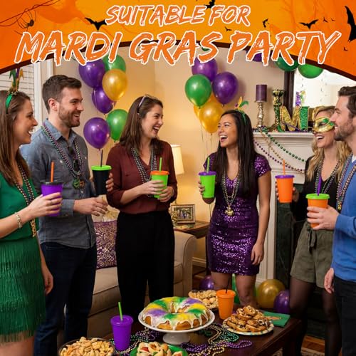 Halloween Color Plastic Cups with Lids and Straws - 16oz, 16 Pack