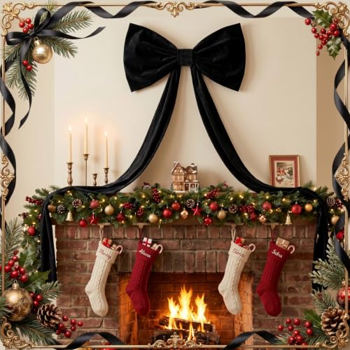 Oversized Halloween Black Velvet Bow with Streamers - Large Door & Tree Decor, Variation: Black