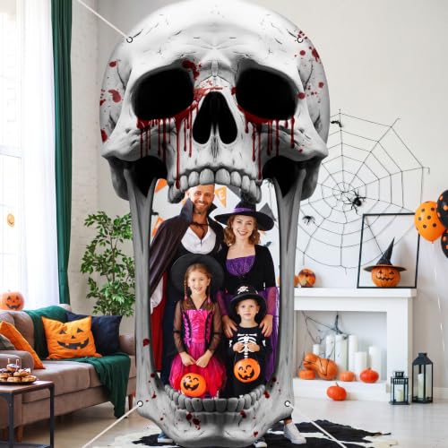 Halloween Skull Door Cover - Giant Skeleton Porch Decoration - Variation: Skull