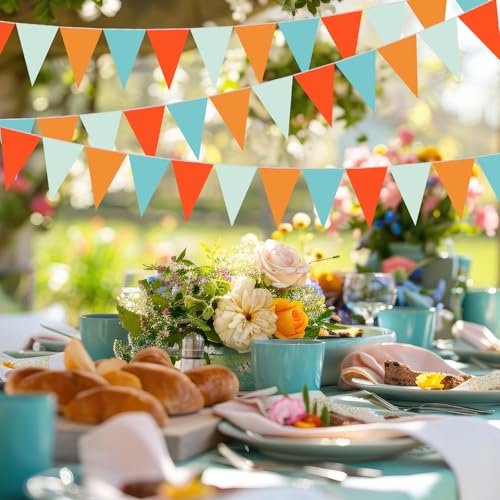Orange Pennant Banner Set for Party Decorations - 60 Pieces, 55ft Length