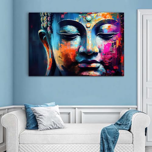 Large Buddha Wall Art Canvas Poster - Zen Meditation Room Decor 48x32 Inches