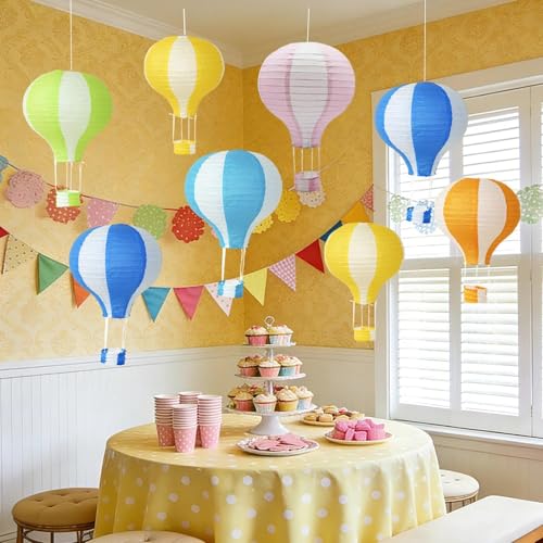 6 Pack Hot Air Balloon Paper Lanterns 12 Inch Hanging Ceiling Decor for Party Events